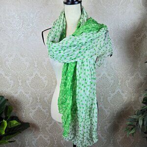 Accessories Green and White Polka Dot Sheer Oblong Scarf Half & Half Print